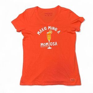 Life is Good Women's Orange V-Neck Mom Mimosa T-shirt Sz Medium
